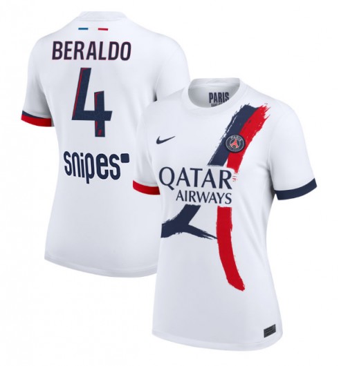 Paris Saint-Germain Lucas Beraldo #4 Bortedrakt Dame 2025-26 Korte ermer Paris Saint-Germain Lucas Beraldo #4 Bortedrakt Dame 2025-26 Korte ermer